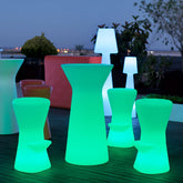 Cirebon 110 Illuminated Patio Polyethylene Height Bar Table, PET Table Top for Backyard, Poolside, Balcony,